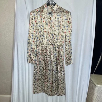 Vestido de cóctel vintage años 60 plateado floral hoja brocado manga larga como está Foto 1 de 4