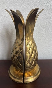 Vintage Hollywood Regency Style Brass Pineapple Book Ends 7.5" - Picture 1 of 4