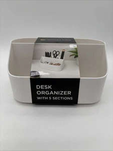 Thinkspace Desk Organizer 5 Compartment Storage White 7.5"x 4.5"x 4.1", NEW - Picture 1 of 7