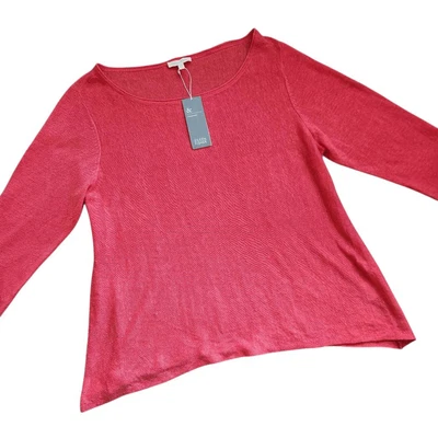 Eileen Fisher Sweater Top Womens Large Linen Bateau Neck Top Classic - Image 1 of 4