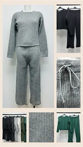 Ex Zara Damen Rippstrick Loungewear Zweiteiliges Set Größen 8-18 UVP 59,99€ - Bild 1 von 27