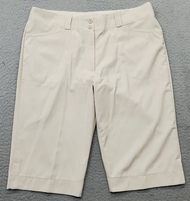 Шорты для гольфа женские Nike 14 желтовато-коричневые эластичные облегающие для гольфа с разрезом на лодыжке - Изображение 1 из 4