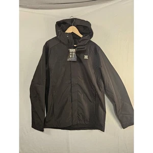 DIXXON schwarze Tall Regenjacke Herren Gr. L leichter Mantel mit Kapuze Neu mit Etikett #1644 - Bild 1 von 9