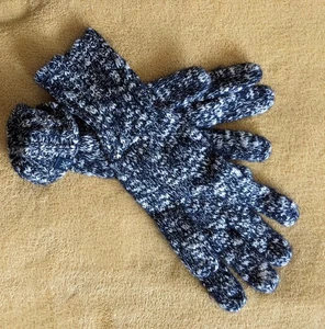 Gloves women Navy/ White Fleck CREW CLOTHING COMPANY Cotton Blend Turn Back Cuff - Picture 1 of 5