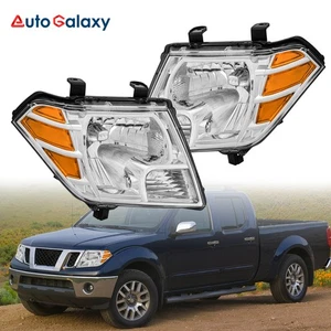 Pair Chrome Headlights Assembly For 2009-21 Nissan Frontier 2.5L 3.8L Left+Right - Picture 1 of 9