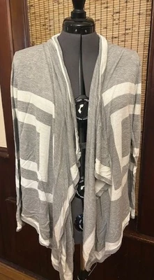 Womens VERVE AMI Grey/White Open Front Cardigan Lightweight Knit Size Large - Image 1 of 3