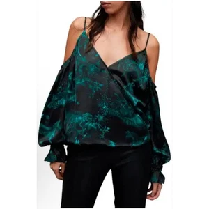 All Saints Poppy Cosmic Off The Shoulder Top Adjustable Straps Women's Size 4 - Picture 1 of 10