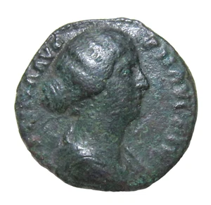 FAUSTINA II, WIFE  OF MARCUS AURELIUS. AE AS. DIED 175 AD.  FELICITAS REVERSE. - Picture 1 of 6
