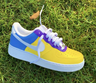 Air Force 1 Zapatos Personalizados Tenis Arte Púrpura Amarillo Azul Hombres Mujeres Niños Tallas Foto 1 de 4
