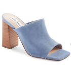 Steve Madden Suede Teles Heeled Slide Sandals Womens Size 9 Blue 9995