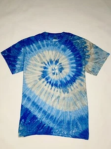 Gildan heavy tie dye royal blue grey psychedelic short sleeve t-shirt Jersey - Picture 1 of 6