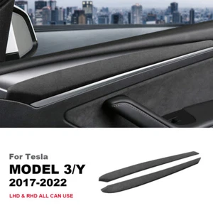 Cubierta de panel de puerta interior de coche gamuza Alcántara para Tesla Modelo 3 Y 2017-2022 - Imagen 1 de 8
