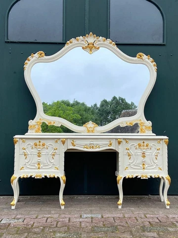 Special Gold/Console Table, Vanity Table in Louis XVI Style With Details Cover