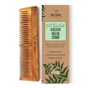 Nat Habit Back To Natural Secrets ölbehandelter Kacchi Neem Holzkamm T601 - Bild 1 von 3