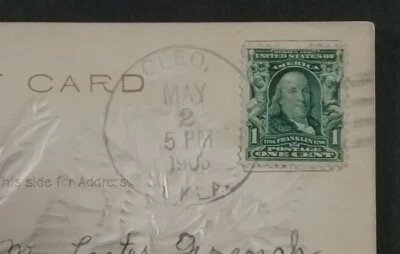 Открытка поздравительная DPO CLEO OK Major County Flower 1908 Helbock Scarcity 4 - Изображение 1 из 3