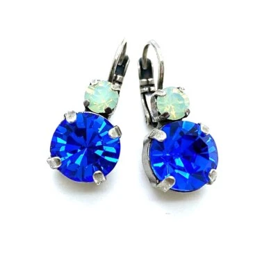 Earrings By Mariana Zhang Silk Road Coll. Gorgeous Royal Blue & Chrysolite Op... - Image 1 of 3
