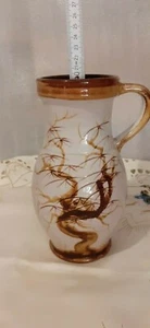 Vase  Japanisches Dekor Baum in Blüte Krugvase Zylindervase W. Germany beige - Bild 1 von 7