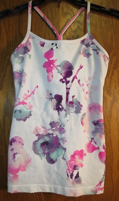 Lululemon 4 Power Y Tank Blurred Blossom Floral Pink Green Fuchsia EUC! Rare! Foto 1 de 4