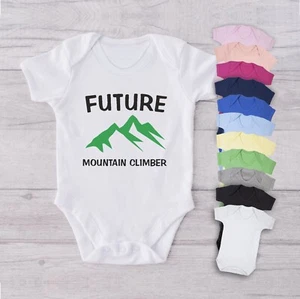 FUTURE MOUNTAIN CLIMBER Baby Bodysuit Babygrow Vest Geeky Funny Gift Mum Dad - Picture 1 of 22
