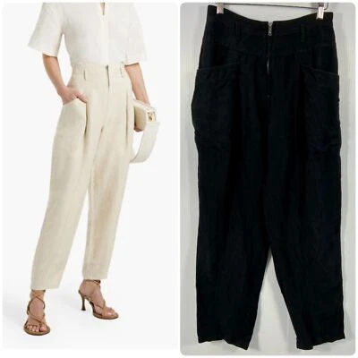 Pantalones de tiro alto IRO Paris Miera plisados delanteros pierna cónica negros para mujer EU 36 US 4 Foto 1 de 4