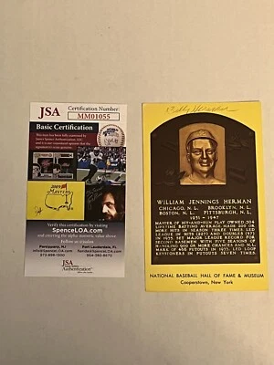 Billy William Jennings Herman Hall of Fame Yellow Postcard Autograph Auto JSA 🔥 - Image 1 of 4