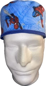 Marvel Spiderman Blue Lite Flannel Scrub Hat Chemo Cap - Picture 1 of 2