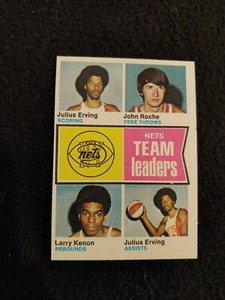 1974 Topps Nets team leaders basketball Card Julius Erving kenon Roche #226 NM