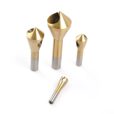 HSS Inclined Hole Titanium Plated Chisel Chamfering Countersink Deburring Cutter - Image 1 of 4