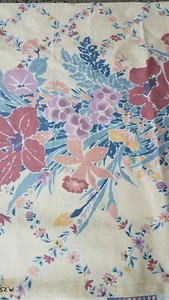 3/4 yd Floral Cream Teal Mauve Pink Outdoor Scotchguard Upholstery Fabric #002 - Picture 1 of 5