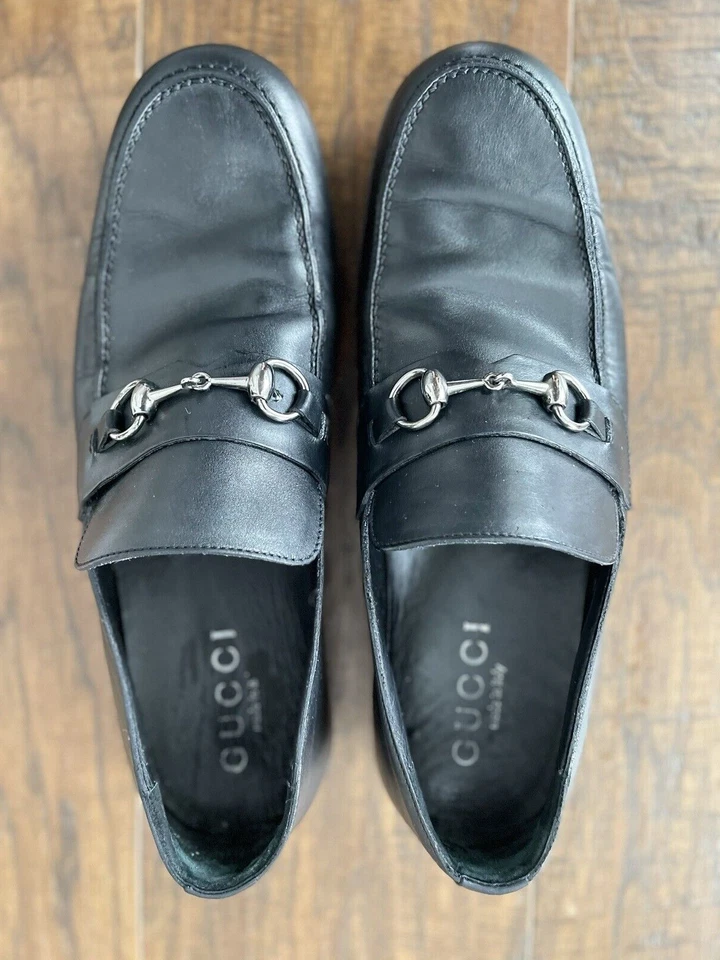 Gucci 110 15850 Black Leather Loafers with Custom Rubber Soles – Size 9 - Image 1 of 4