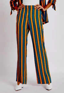 RIVER ISLAND Striped Lightweight Loose High Waist Pants. Size 16. NWT $70 - Picture 1 of 11