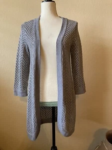 PETER NYGARD Women’s Open Silver Metallic Crochet Sweater Shrug Size S EUC - Picture 1 of 4