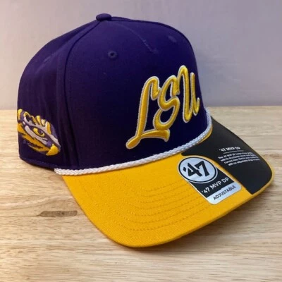 *全新带标签* LSU TIGERS '47 品牌 "MVP DP" 紫色/金色 "SCRIPT 标志" 平沿帽 — 第 1/4 张图片