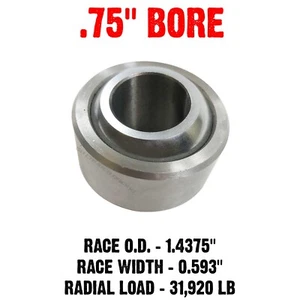 0.75" Bore Spherical Bearing 52100 Steel Ball 4130 Chromoly Race Teflon Liner - Picture 1 of 6