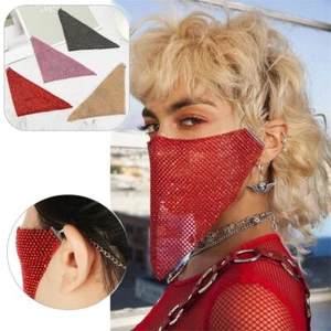Female Vintage Gift Crystal Mouth Mask Reticulated Rhinestone Face Mask Bling - Picture 1 of 16