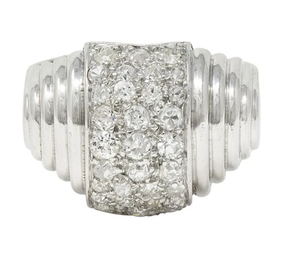 Anillo Cúpula Escalonada Vintage Platino Diamante Corte Europeo Antiguo Art Deco 1.36 CTW Foto 1 de 4