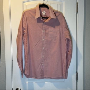 Club Monaco Red and White Striped Button Down Shirt Size Large - Picture 1 of 5