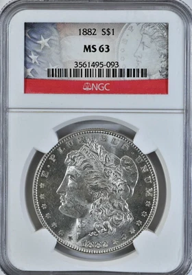 1882 MORGAN MS63 NGC Graded Silver Dollar MS 63 Attractive Original Coin #7132 - Image 1 of 2