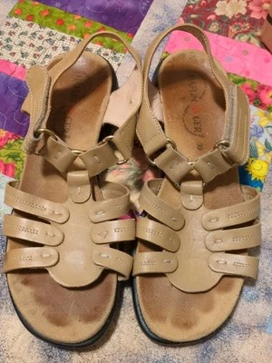 Sandalias Haflinger Mujer Piel Beige Correa Tobillo Talla 39/8 1/2 Foto 1 de 4