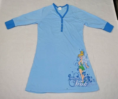 Ночная рубашка Disney Store размер S детская синяя Динь-Динь реглан рукав четверть застежки - Изображение 1 из 4