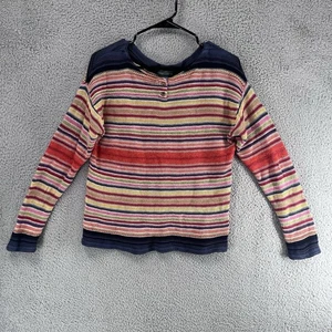 Ralph Lauren Women's Large Stripe Pullover Open Knit Linen Wool Sweater H2 - Picture 1 of 5