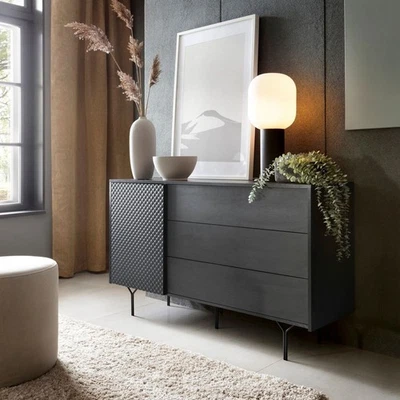 Sideboard East Kommode Rillenfront 3D Push-to-Open Metallfüße Modern Design - Bild 1 von 4