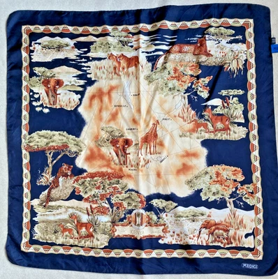 Bufanda de seda ""Medici"" tema: Kenia 85 cm x 85 cm bufanda vintage 161125 - Imagen 1 de 4