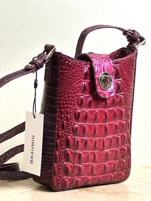 BOLSO DE MANO BRAHMIN MARLEY ROSE OMBRE ALL OVER CUERO ROJO RUBÍ XBODY 'MINI ME' NUEVO CON ETIQUETAS Foto 1 de 4