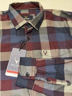 NWT Allen Solly Men Medium Classic Sport Slim Fit Plaid Button Down Cotton Shirt - Image 1 of 4