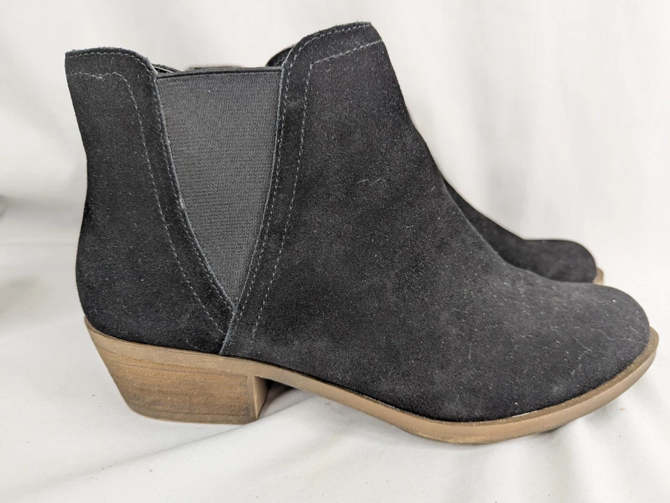 Botas KENSIE Garry Talla 9M Negro Gamuza Cuero Tobillo Cremallera Tacón Bloque KS181270 Foto 1 de 1