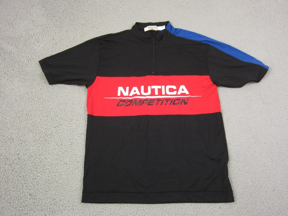 Vintage Nautica Polo Shirt Adult Large L Black 1/4 Zip 90s Mens Competition - Image 1 of 4