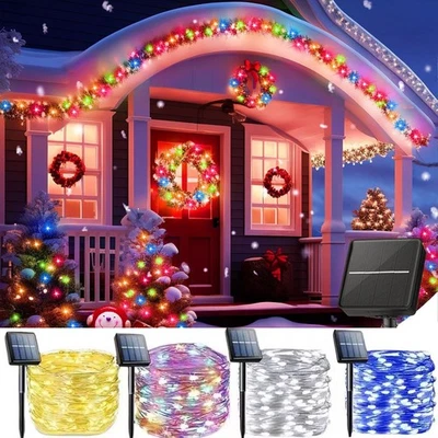 100/200 LED Solar String Lights Christmas Outdoor Lights Waterproof Garden Decor - Image 1 of 4