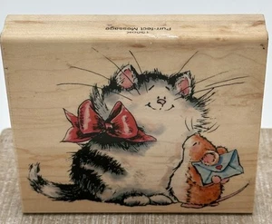 PENNY BLACK INC. RUBBER STAMP The Margaret Sherry Collection Purr-fect Message - Picture 1 of 2