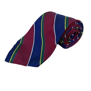 Vintage Brooks Brothers Mens Burgundy & Navy Silk Striped Tie 58" Made In USA - Picture 1 of 7